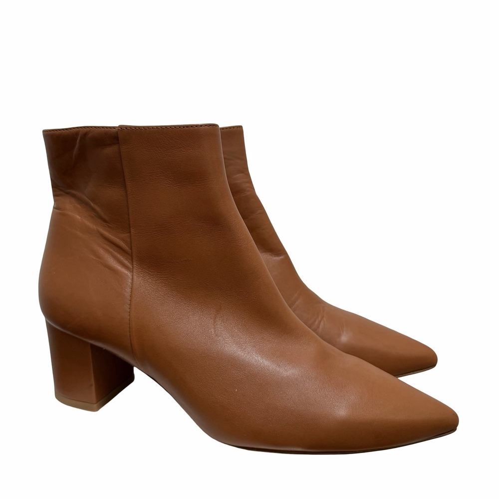 L'AGENCE Womens Jeanne II Pointed Toe Leather‎ Boots in Luggage Brown EU 40 US 9